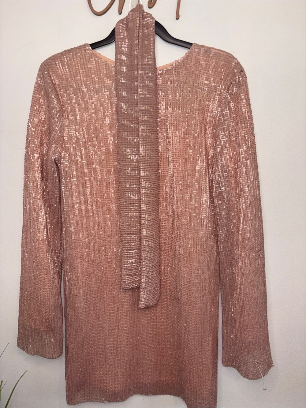 Club L London Sequin Blush Pink Long Sleeve Top Size 12 NWT